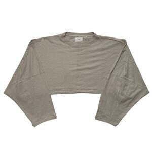 Joah Brown Slouchy Cropped Long Sleeve T-Shirt Sandstone M